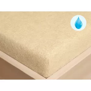 Nepropustné froté prostěradlo s napínací gumou - béžové 90x200