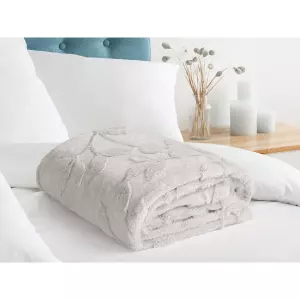 Žakárová deka listy - světle šedá - 150x200