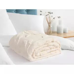 Žakárová deka listy - smetanová - 150x200