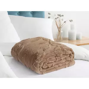 Žakárová deka listy - hnědá - 150x200