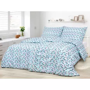 Bavlněné povlečení - tyrkysové a šedé trojúhelníky 140x200+70x90