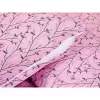 Bavlněné povlečení - šedé větvičky na růžové 140x200+70x90