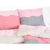Bavlněné povlečení - šedé a růžové vlnky 240x200+2ks 70x90