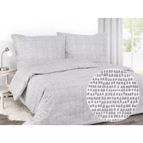 Bavlněné povlečení - šedá zrníčka na bílé 140x200+70x90