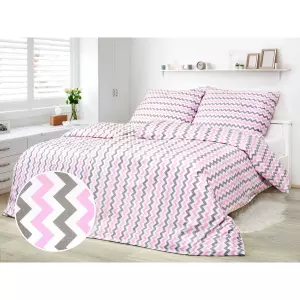 Bavlněné povlečení - růžový cikcak 140x200+70x90
