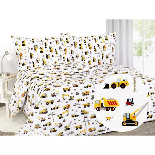 Dětské bavlněné povlečení - bagři - do postýlky 90x140+40x60