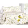 Bavlněné povlečení - žluté kvítky na bílé - vende 140x200+70x90