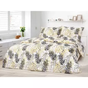 Bavlněné povlečení - zlato-černé palmové listy 140x200+70x90