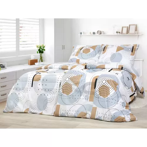 Bavlněné povlečení - X v šedém kruhu 140x200+70x90