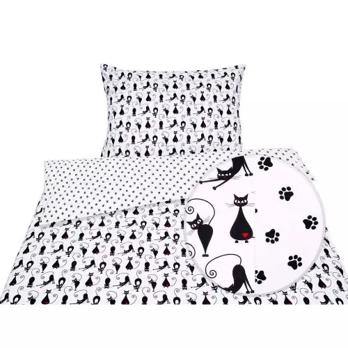 Dětské bavlněné povlečení - kočky a tlapky 140x200+70x90