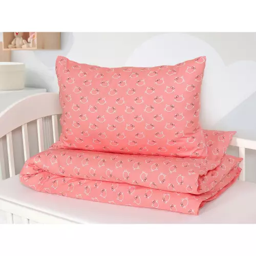 Dětské bavlněné povlečení - kočičky na růžové - do postýlky 90x140+40x60