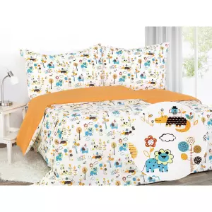 Dětské bavlněné povlečení - jungle na oranžové 140x200+70x90