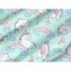Dětské bavlněné povlečení - jednorožec s duhou na mintové 140x200+70x90