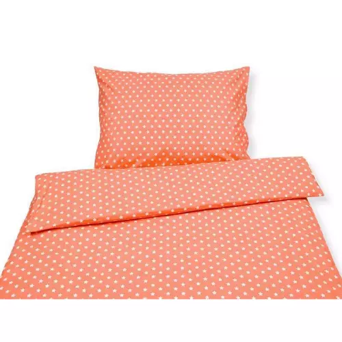 Dětské bavlněné povlečení - hvězdičky na lososové 140x200+70x90