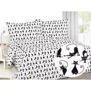 Dětské bavlněné povlečení - černé kočky 140x200+70x90