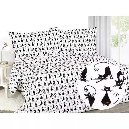 Dětské bavlněné povlečení - černé kočky 140x200+70x90