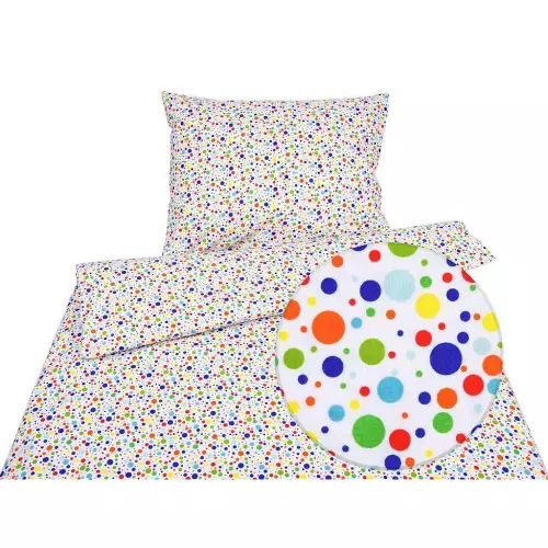 Dětské bavlněné povlečení - barevné tečky a puntíky 140x200+70x90
