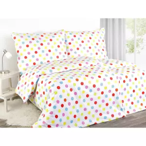 Dětské bavlněné povlečení - barevné puntíky 140x200+70x90