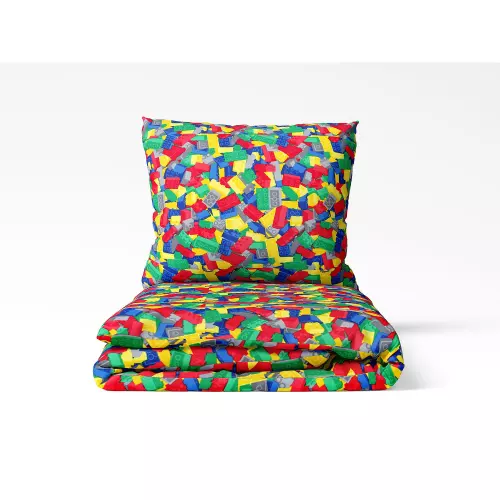 Dětské bavlněné povlečení - barevné lego 140x200+70x90