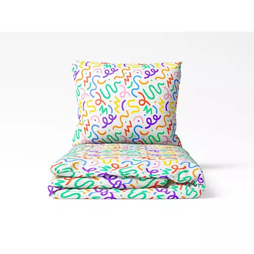 Dětské bavlněné povlečení - barevné konfety 140x200+70x90