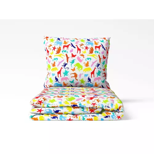 Dětské bavlněné povlečení - barevná ZOO - do postýlky 90x140+40x60