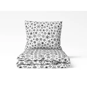 Vánoční bavlněné povlečení - vločky na bílé 140x200+70x90