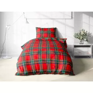 Vánoční bavlněné povlečení Skotské káro červené 140x200+70x90