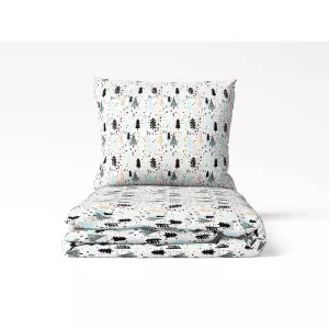 Vánoční bavlněné povlečení - modré a růžové stromky 140x200+70x90