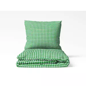 Kárované bavlněné povlečení - zelené káro 140x200+70x90