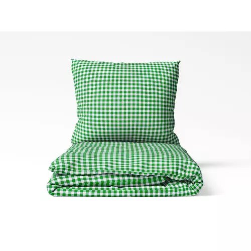 Kárované bavlněné povlečení - zelené káro 140x200+70x90