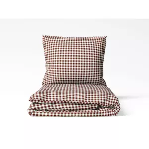 Kárované bavlněné povlečení - hnědé káro 140x220+70x90