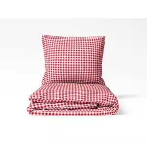 Kárované bavlněné povlečení - červené káro 140x220+70x90