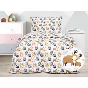 Dětské bavlněné povlečení - zvířátka s mláďátky 140x200+70x90