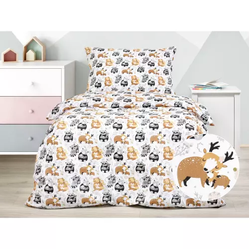 Dětské bavlněné povlečení - zvířátka s mláďátky 140x200+70x90
