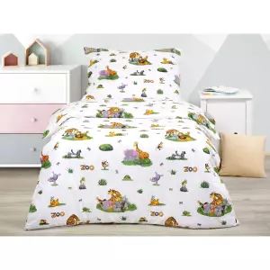 Dětské bavlněné povlečení - ZOO na bílé 140x200+70x90