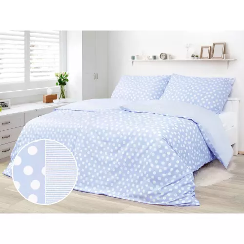 Dětské bavlněné povlečení - velký puntík na světle modré 140x200+70x90