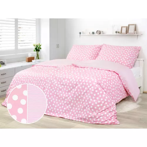 Dětské bavlněné povlečení - velký puntík na růžové 140x200+70x90