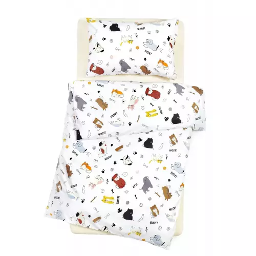 Dětské bavlněné povlečení - pejsci na bílé 140x200+70x90