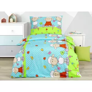 Dětské bavlněné povlečení - ovečky na tyrkysové 140x200+70x90