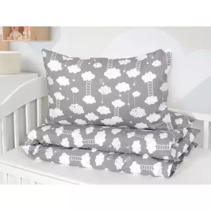 Dětské bavlněné povlečení - mráček na šedé 140x200+70x90