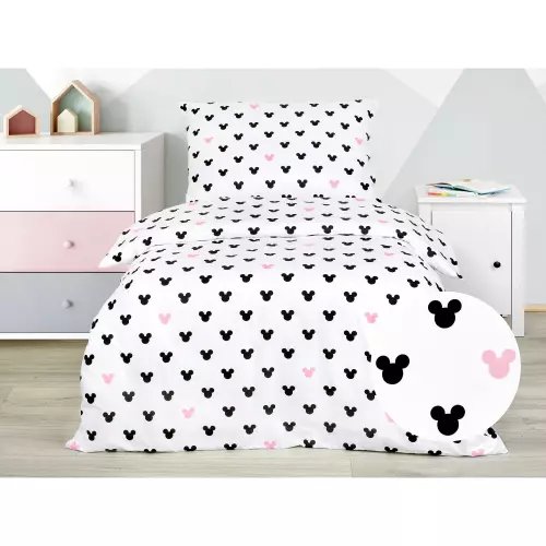 Dětské bavlněné povlečení - Mickey mouse růžový 140x200+70x90