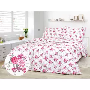 Bavlněné povlečení - růže na bílé 140x200+70x90