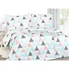Bavlněné povlečení - retro tyrkysové trojúhelníky 140x200+70x90