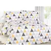 Bavlněné povlečení - retro hořčicové trojúhelníky 140x220+70x90