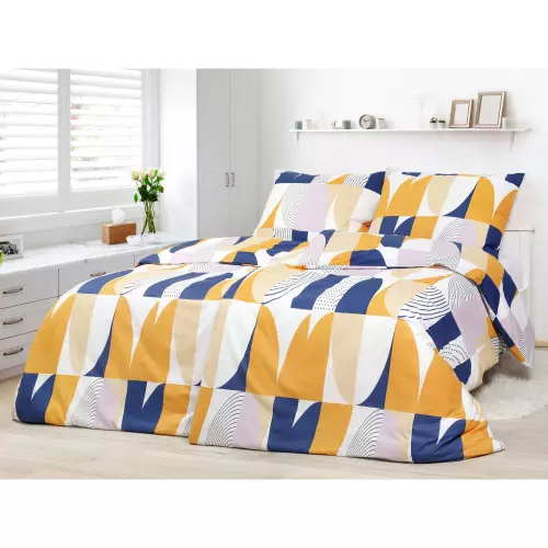 Bavlněné povlečení - pastelové výseče na modré 140x200+70x90