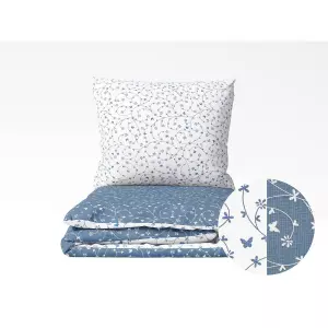 Bavlněné povlečení - modří a bílí motýlci - vende 140x200+70x90