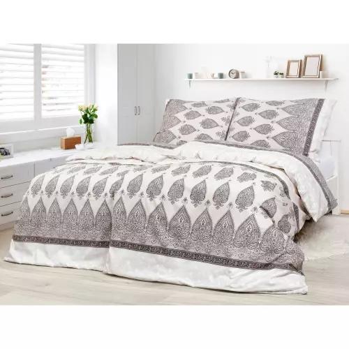 Bavlněné povlečení - malované hnědé srdce 140x200+70x90