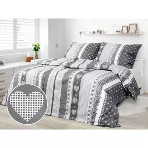 Bavlněné povlečení - malá a velká srdce 140x200+70x90