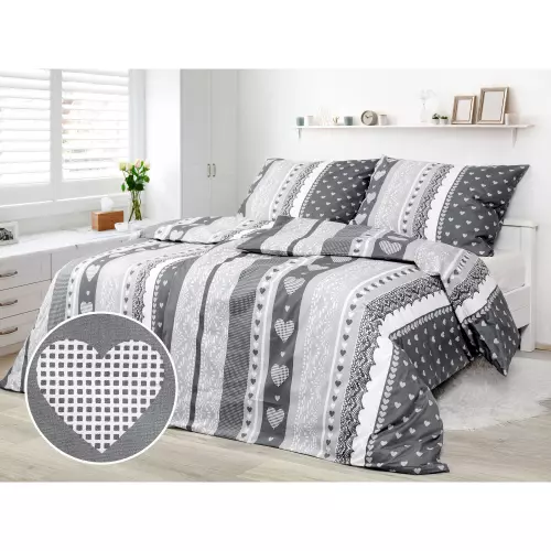 Bavlněné povlečení - malá a velká srdce 140x200+70x90