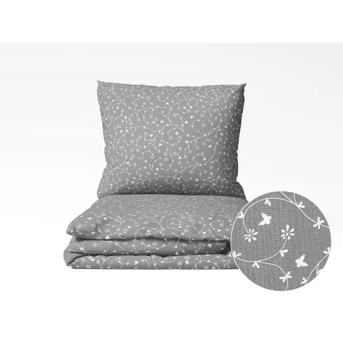Bavlněné povlečení - kytičky na šedé 140x200+70x90